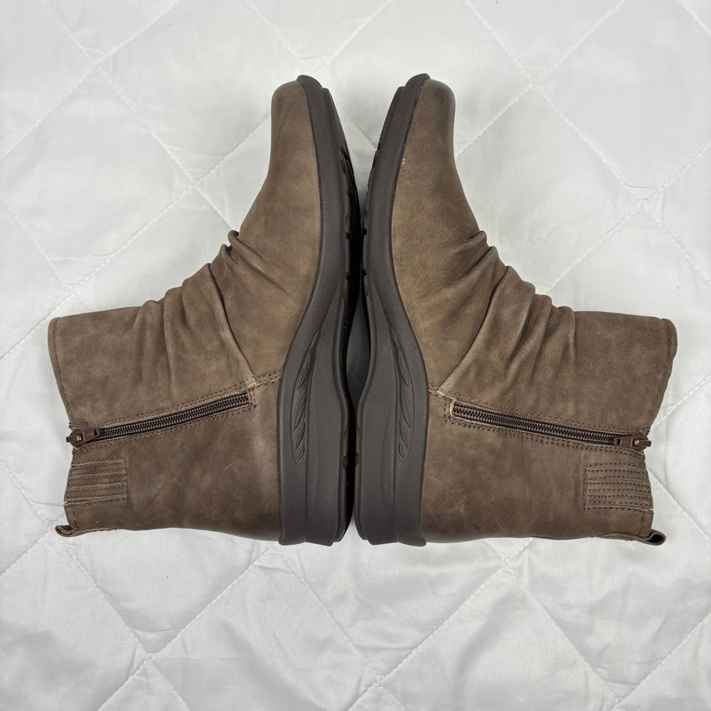 Earth Origins Leather Slouch Ankle Boots Brown Comfort Zip Womens 8 - Picture 12 of 13